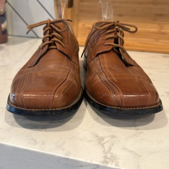 STACY ADAMS Corrado Bike Toe Lace-up Oxford tan brown office semi formal size 12 - Picture 4 of 9